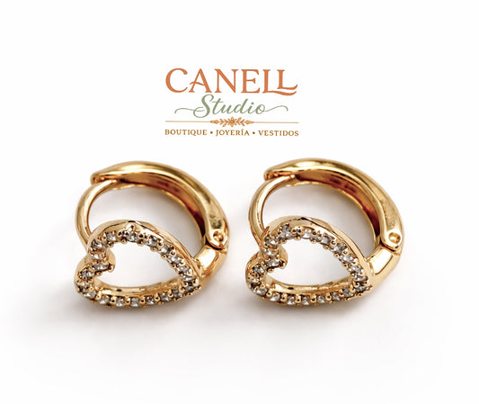 Argolla corazón circonitas incrustadas para niña