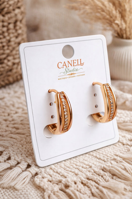 Argolla con linea de Circones Bañado en oro de 18k