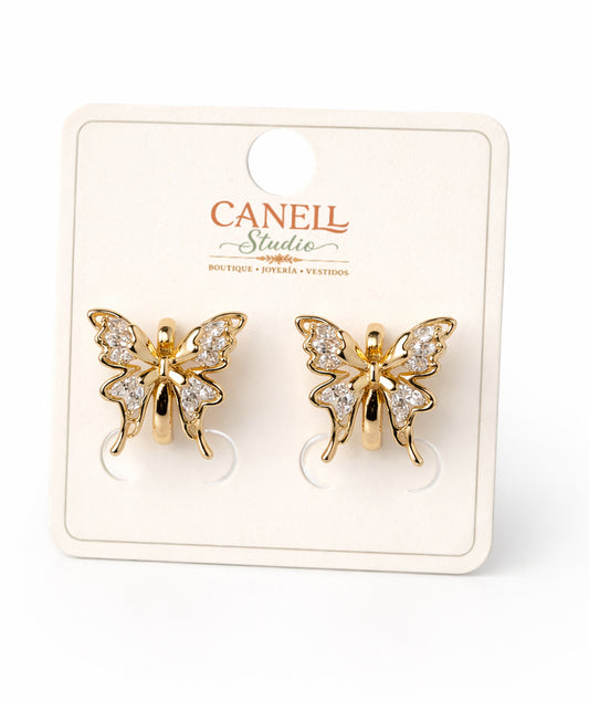Aretes Mariposa Chapado Oro 18k