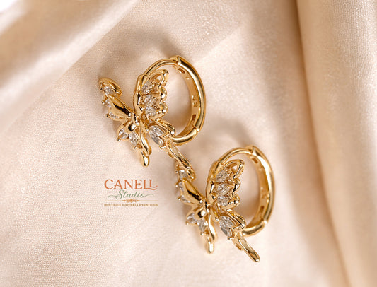 Aretes Mariposa Chapado Oro 18k