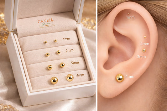 Aretes Mini- Bombitas bañado en Oro18k